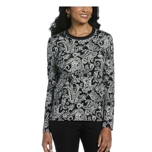 Women's Black and White Paisley Top